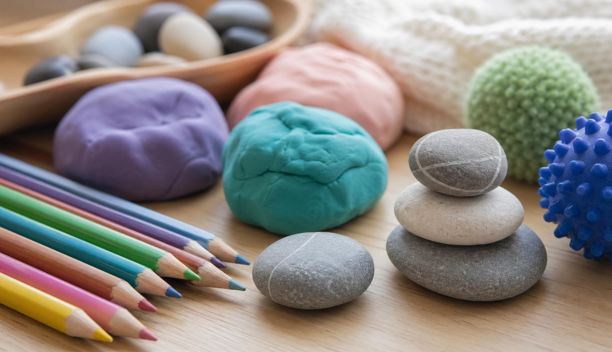 Beruhigende Materialien für kreative Therapiearbeit